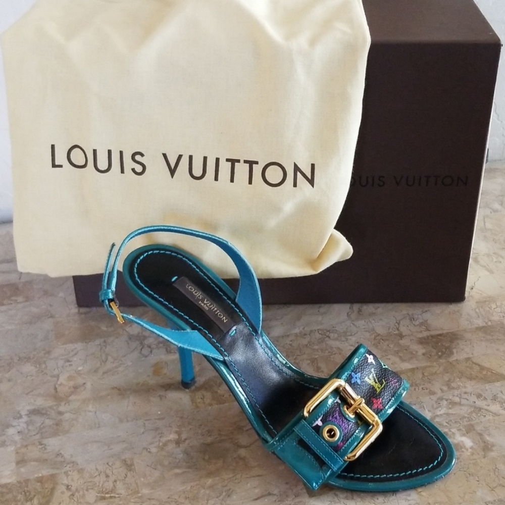 Authentic Louis Vuitton Turquoise Monogram Heels